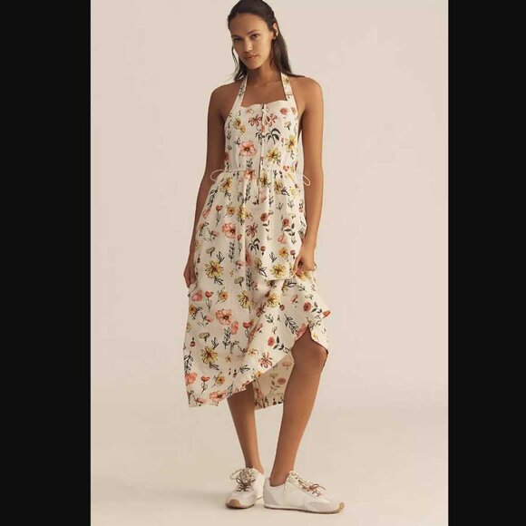 New L Anthropologie x Daily Practice relaxed halter floral midi dress - Picture 1 of 10